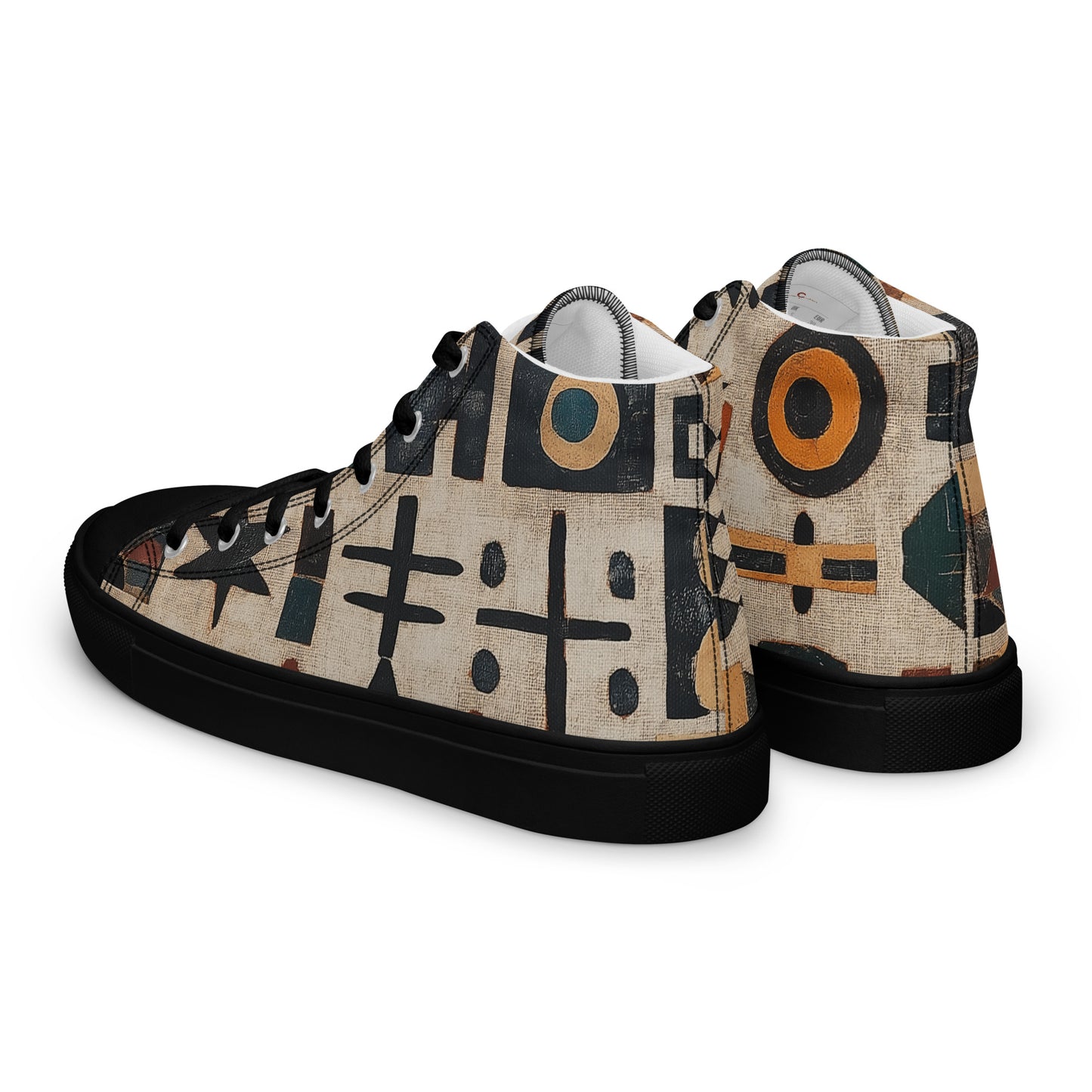 Men’s High Top Canvas Shoes – Amazigh Tribal Symbols and Berber Heritage