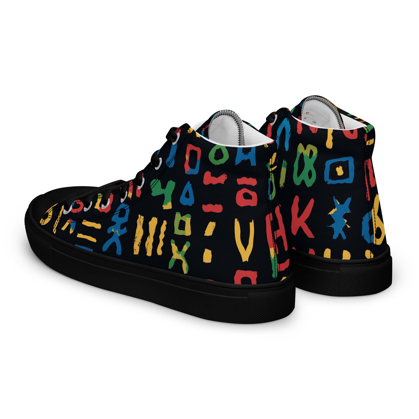 Men’s High Top Canvas Shoes – Bold Berber Symbols and Amazigh Heritage