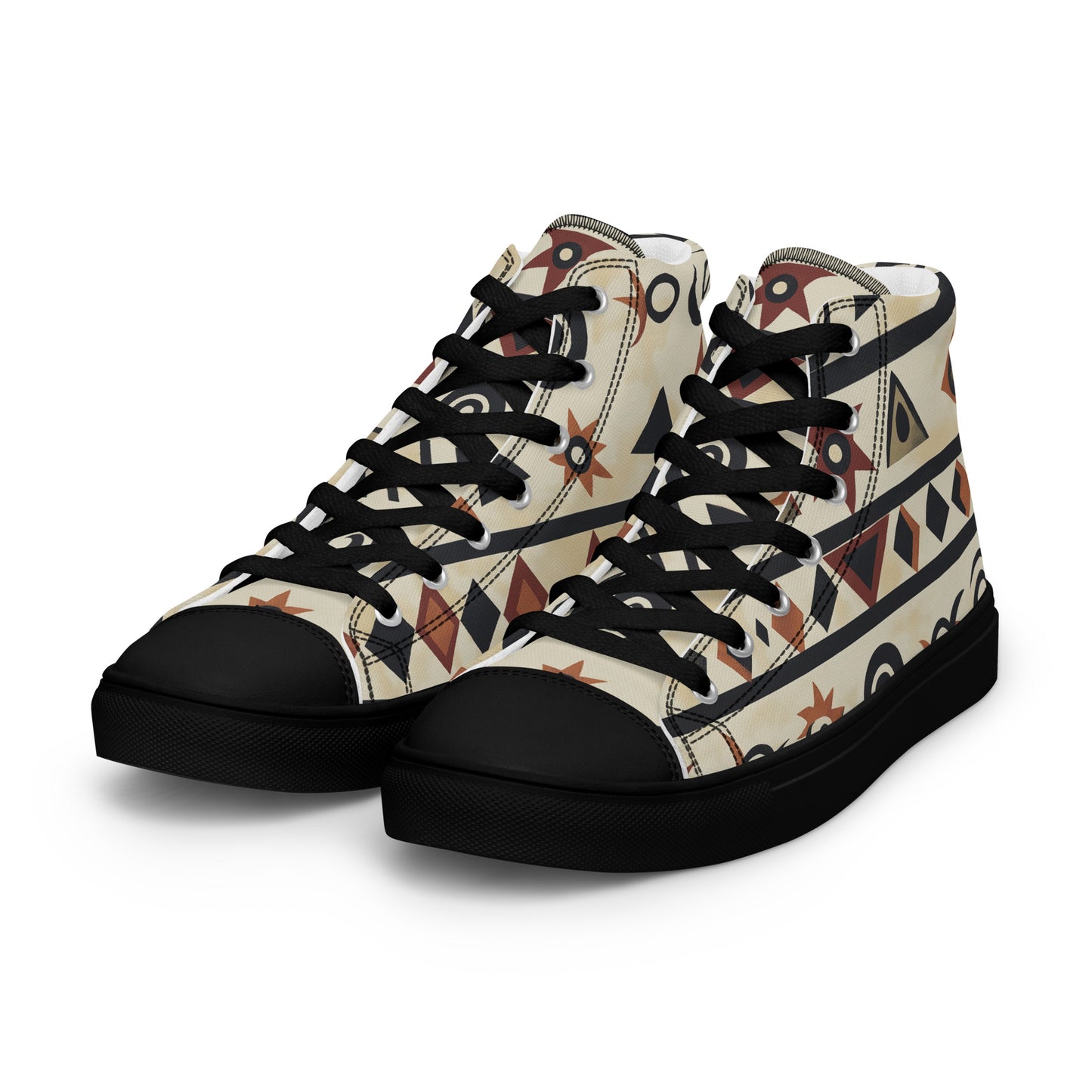 Men’s High Top Canvas Shoes – Berber Symbols and Amazigh Tribal Designs