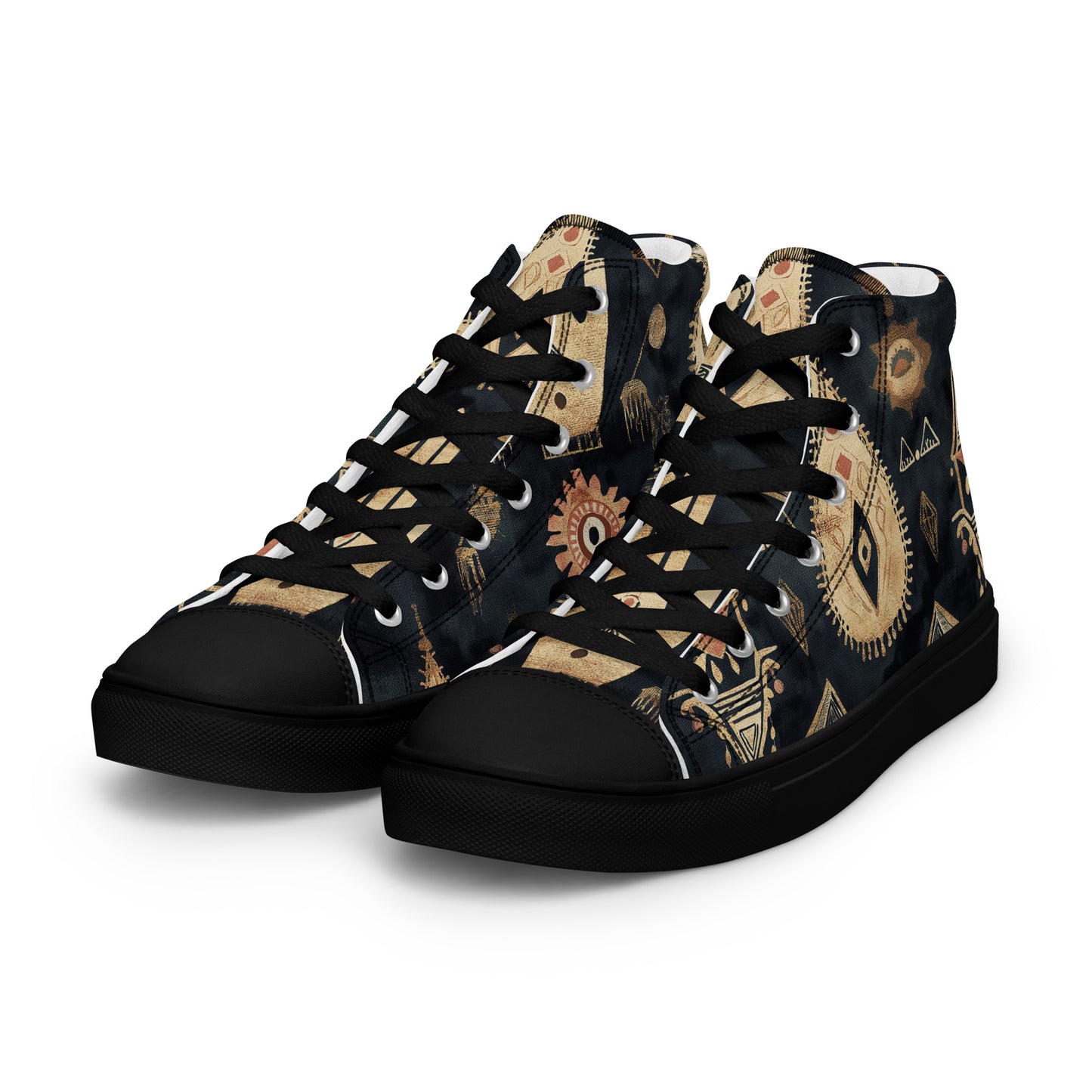 Men’s High Top Canvas Shoes – Berber Symbols and Amazigh Tribal Patterns