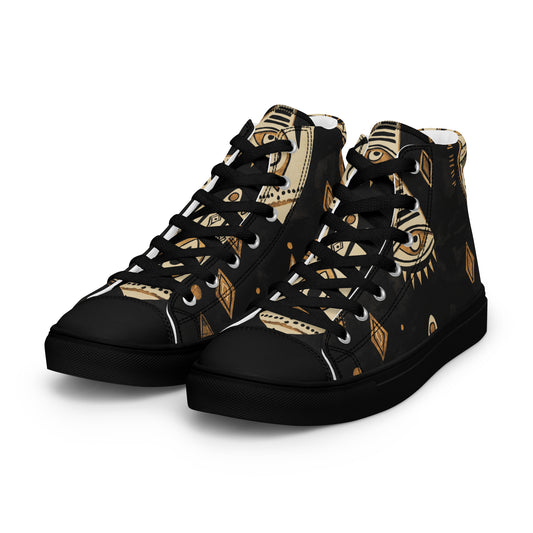 Men’s High Top Canvas Shoes – Berber Tribal Art and Amazigh Symbols