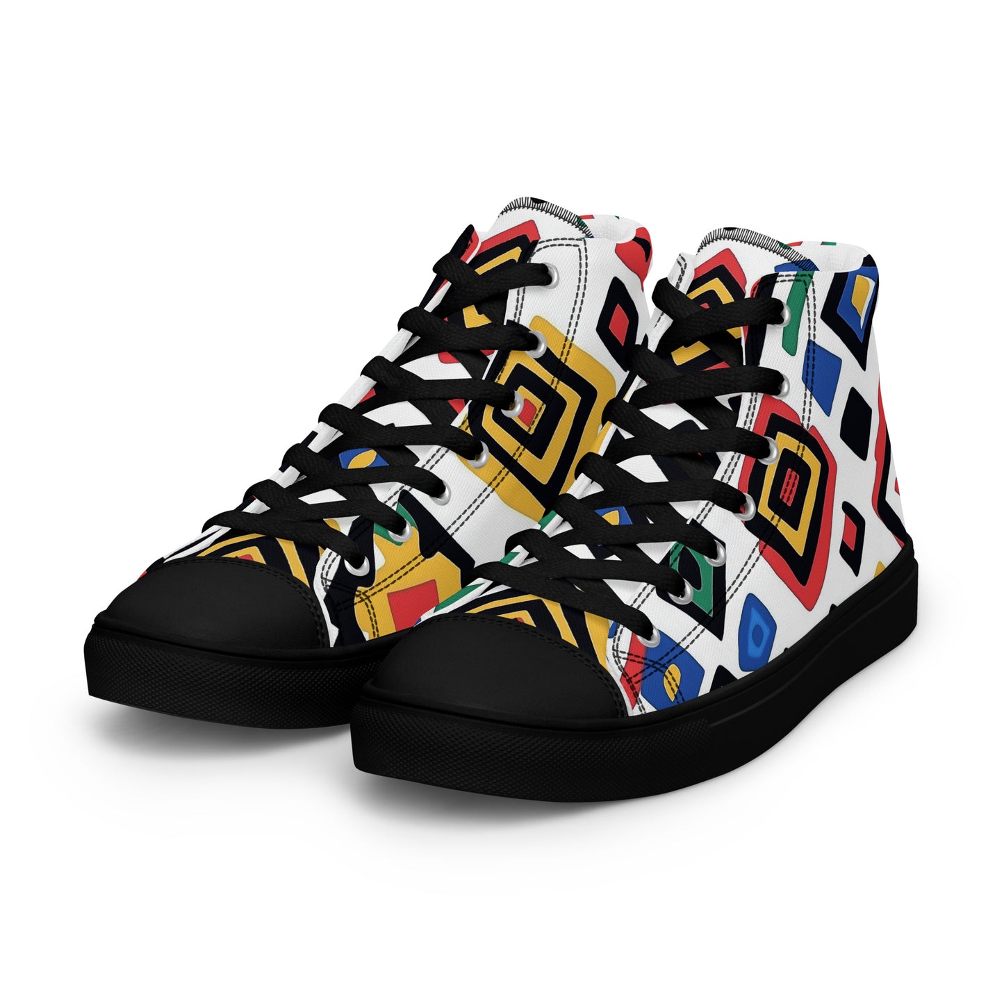 Men’s High Top Canvas Shoes – Bold Berber Symbols and Amazigh Tribal Art