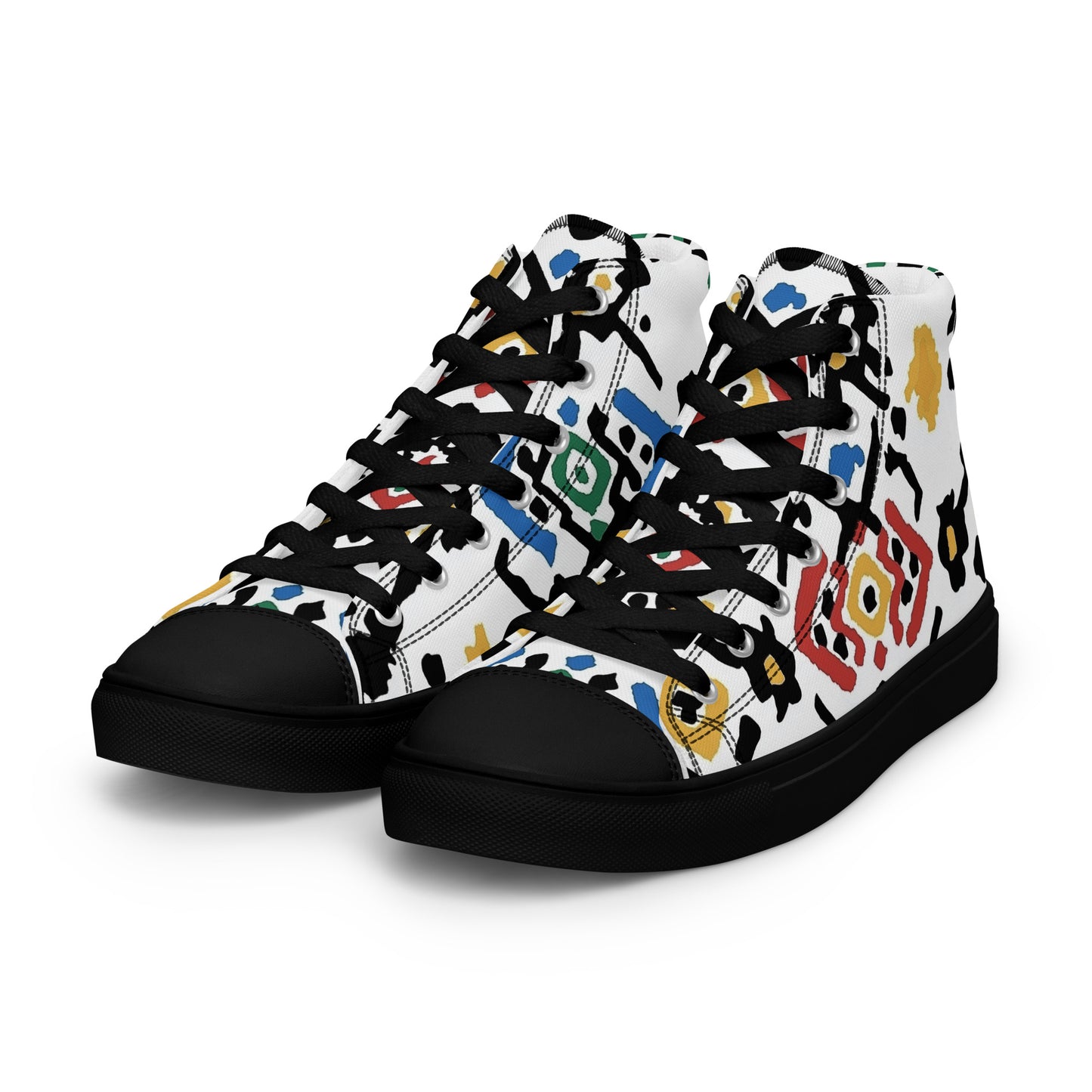 Men’s High Top Canvas Shoes – Amazigh Tribal Motifs and Berber Symbols