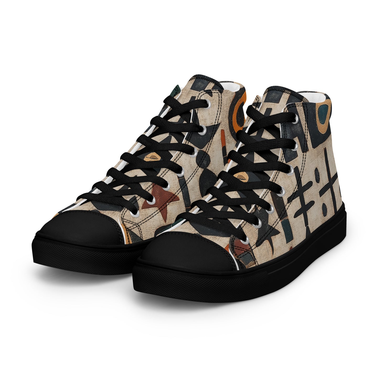 Men’s High Top Canvas Shoes – Amazigh Tribal Symbols and Berber Heritage