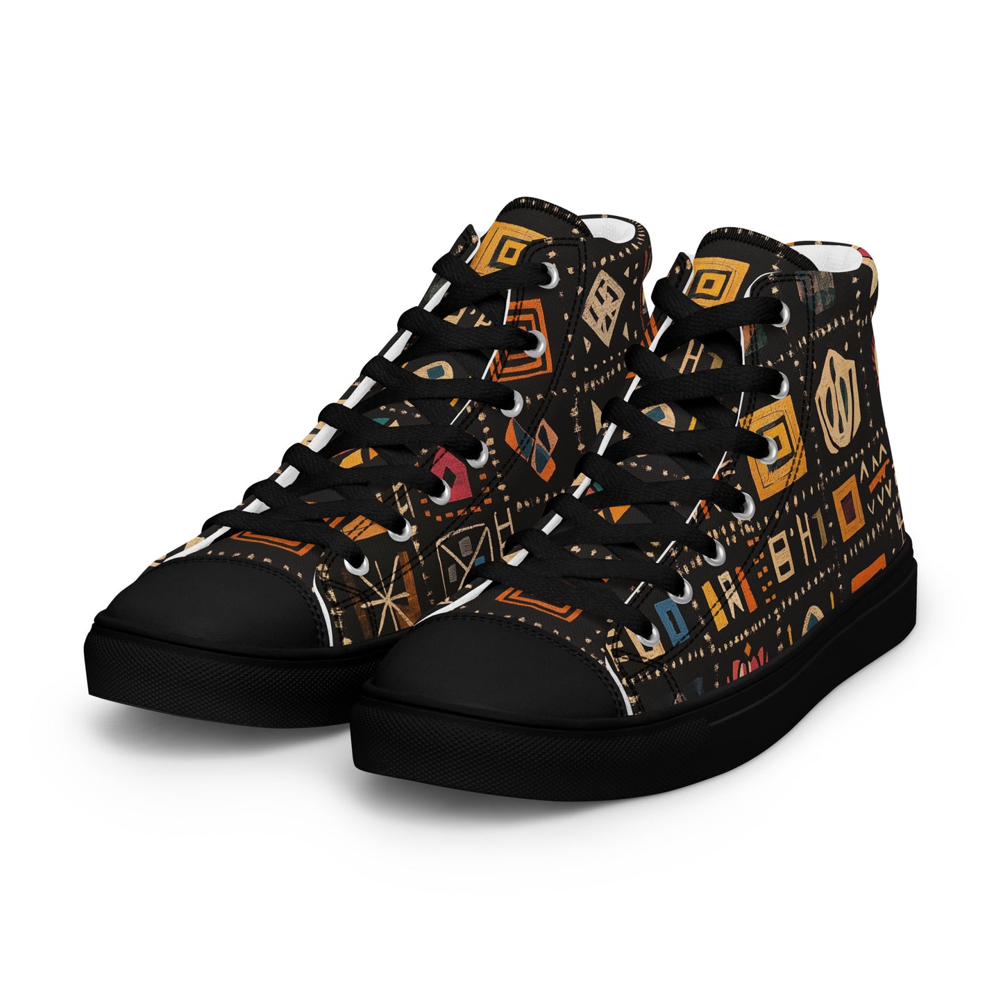 Men’s High Top Canvas Shoes – Amazigh Symbols and Berber Tribal Art