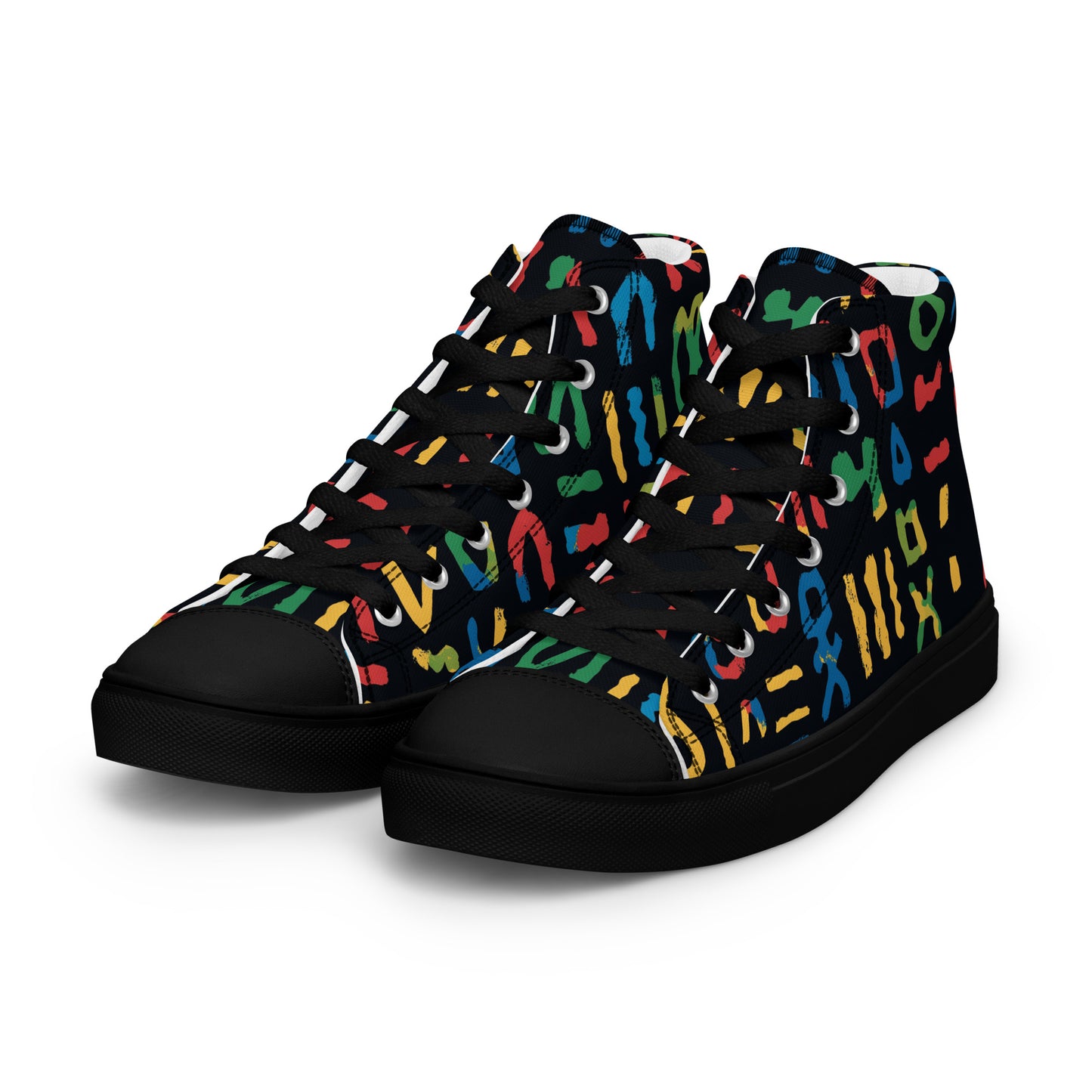 Men’s High Top Canvas Shoes – Bold Berber Symbols and Amazigh Heritage