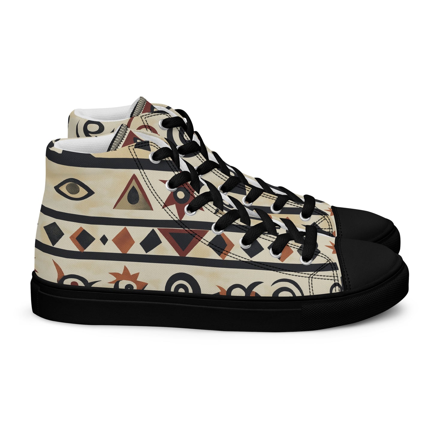 Men’s High Top Canvas Shoes – Berber Symbols and Amazigh Tribal Designs