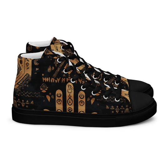 Men’s High Top Canvas Shoes – Bold Amazigh Symbols and Berber Heritage