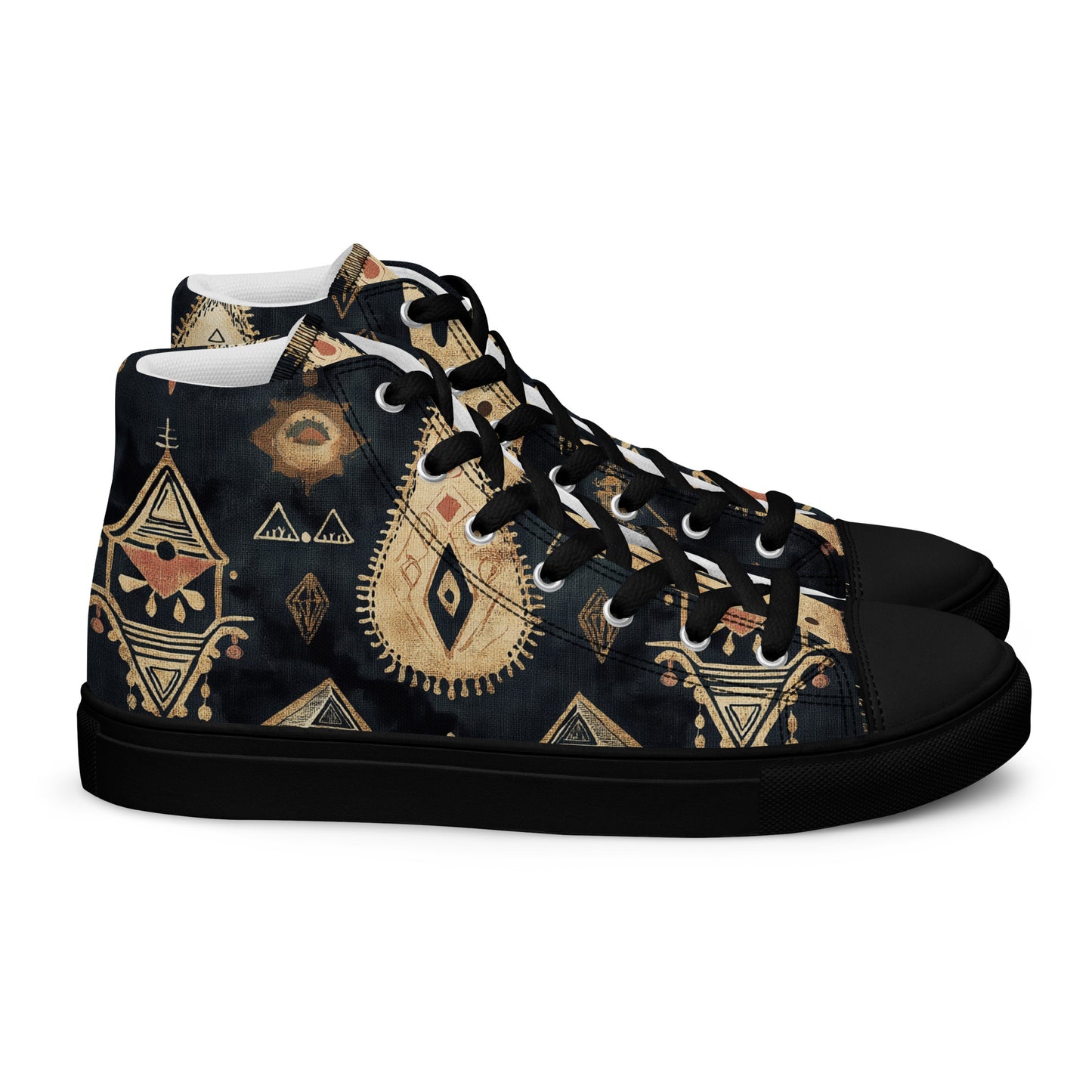 Men’s High Top Canvas Shoes – Berber Symbols and Amazigh Tribal Patterns