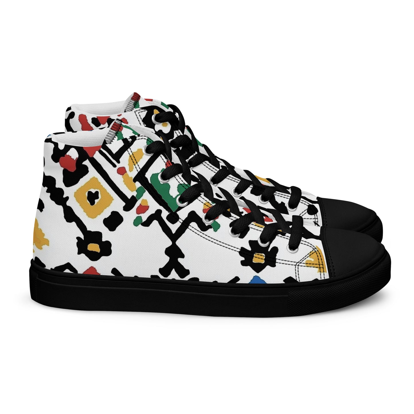 Men’s High Top Canvas Shoes – Berber Symbols and Traditional Amazigh Patterns