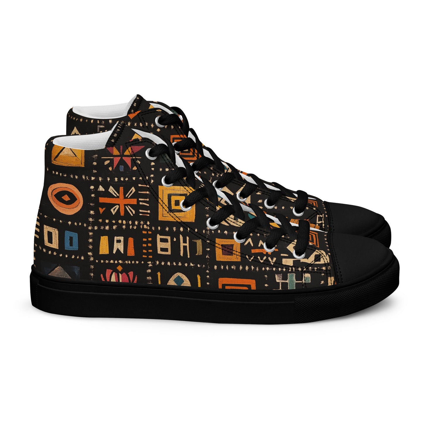 Men’s High Top Canvas Shoes – Amazigh Symbols and Berber Tribal Art