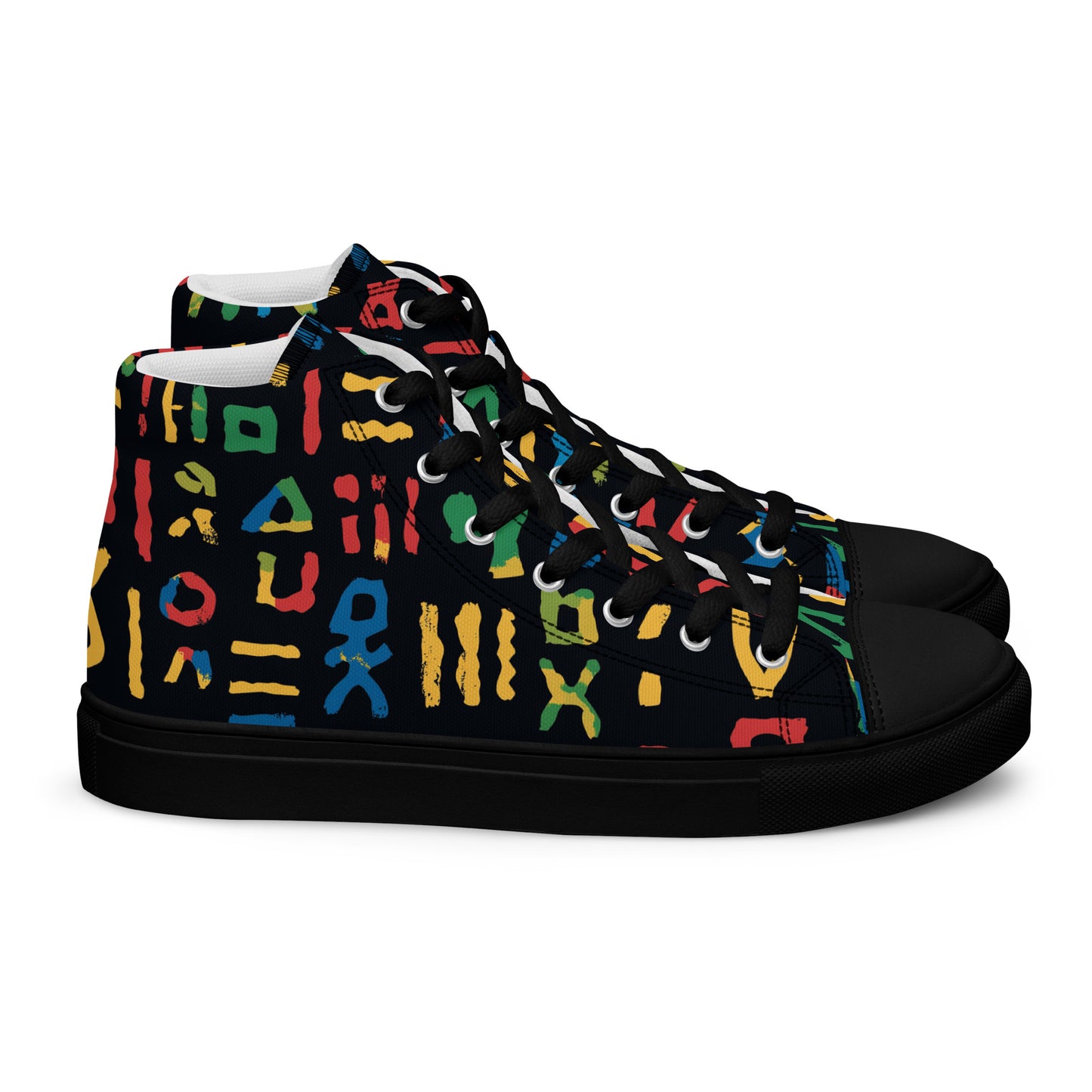 Men’s High Top Canvas Shoes – Bold Berber Symbols and Amazigh Heritage