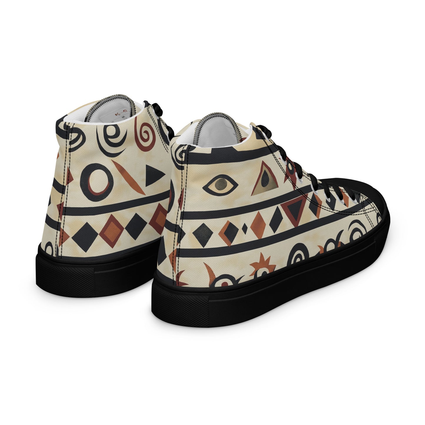 Men’s High Top Canvas Shoes – Berber Symbols and Amazigh Tribal Designs