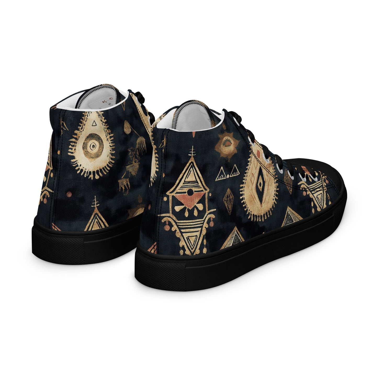 Men’s High Top Canvas Shoes – Berber Symbols and Amazigh Tribal Patterns