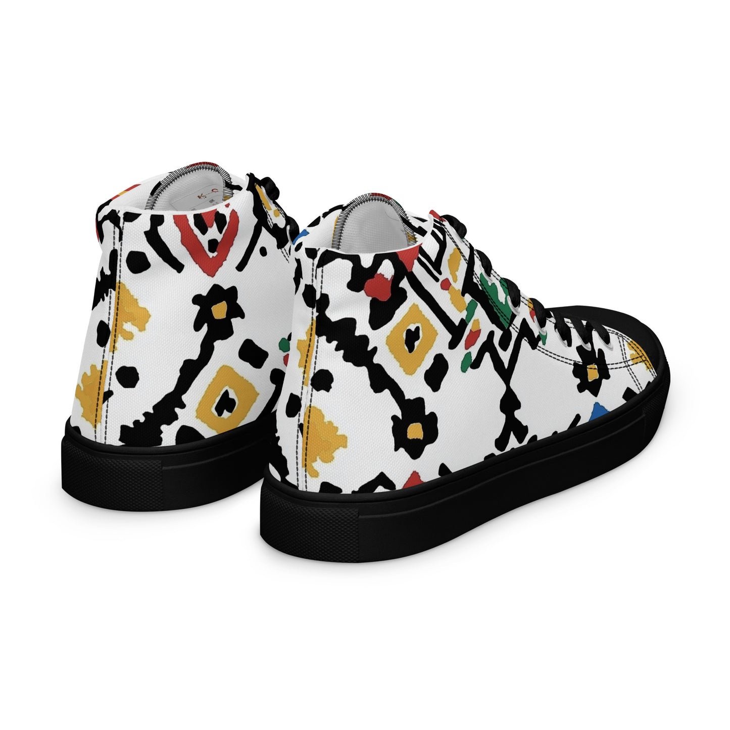 Men’s High Top Canvas Shoes – Berber Symbols and Traditional Amazigh Patterns