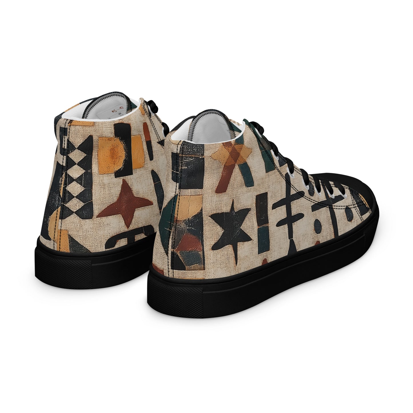 Men’s High Top Canvas Shoes – Amazigh Tribal Symbols and Berber Heritage