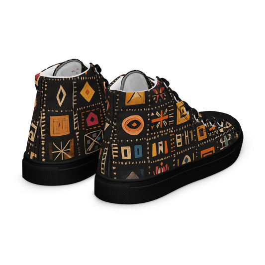 Men’s High Top Canvas Shoes – Amazigh Symbols and Berber Tribal Art