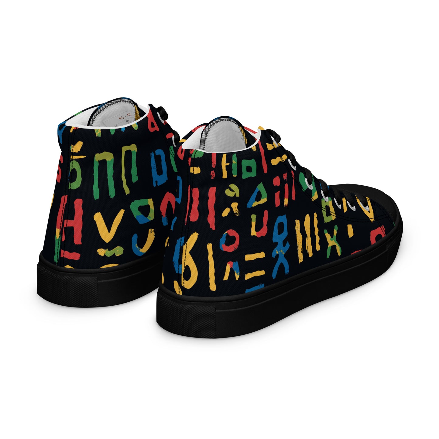 Men’s High Top Canvas Shoes – Bold Berber Symbols and Amazigh Heritage