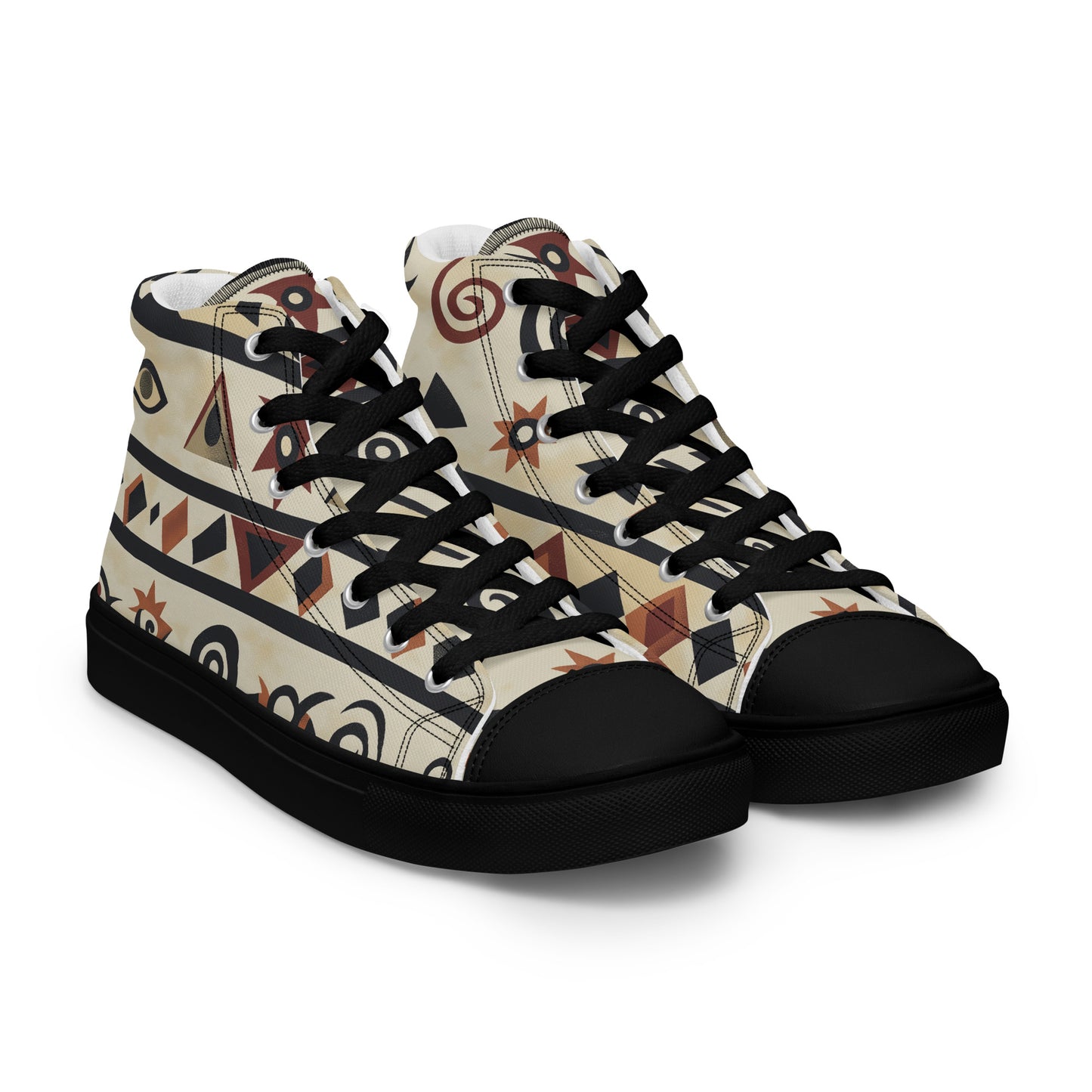 Men’s High Top Canvas Shoes – Berber Symbols and Amazigh Tribal Designs