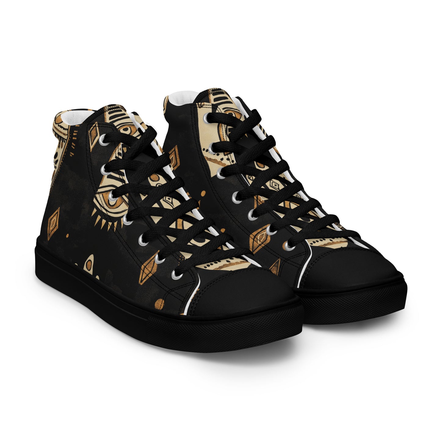 Men’s High Top Canvas Shoes – Berber Tribal Art and Amazigh Symbols