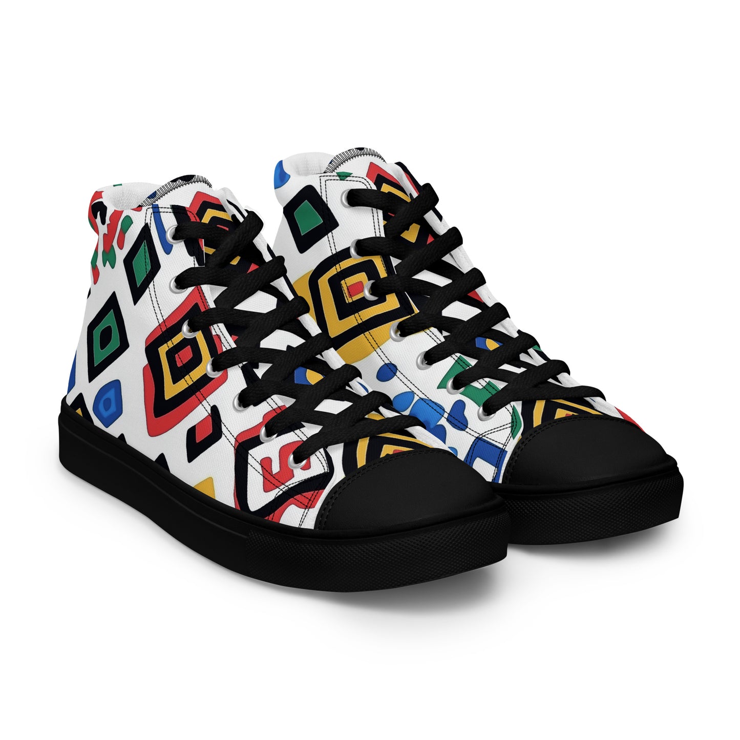 Men’s High Top Canvas Shoes – Bold Berber Symbols and Amazigh Tribal Art