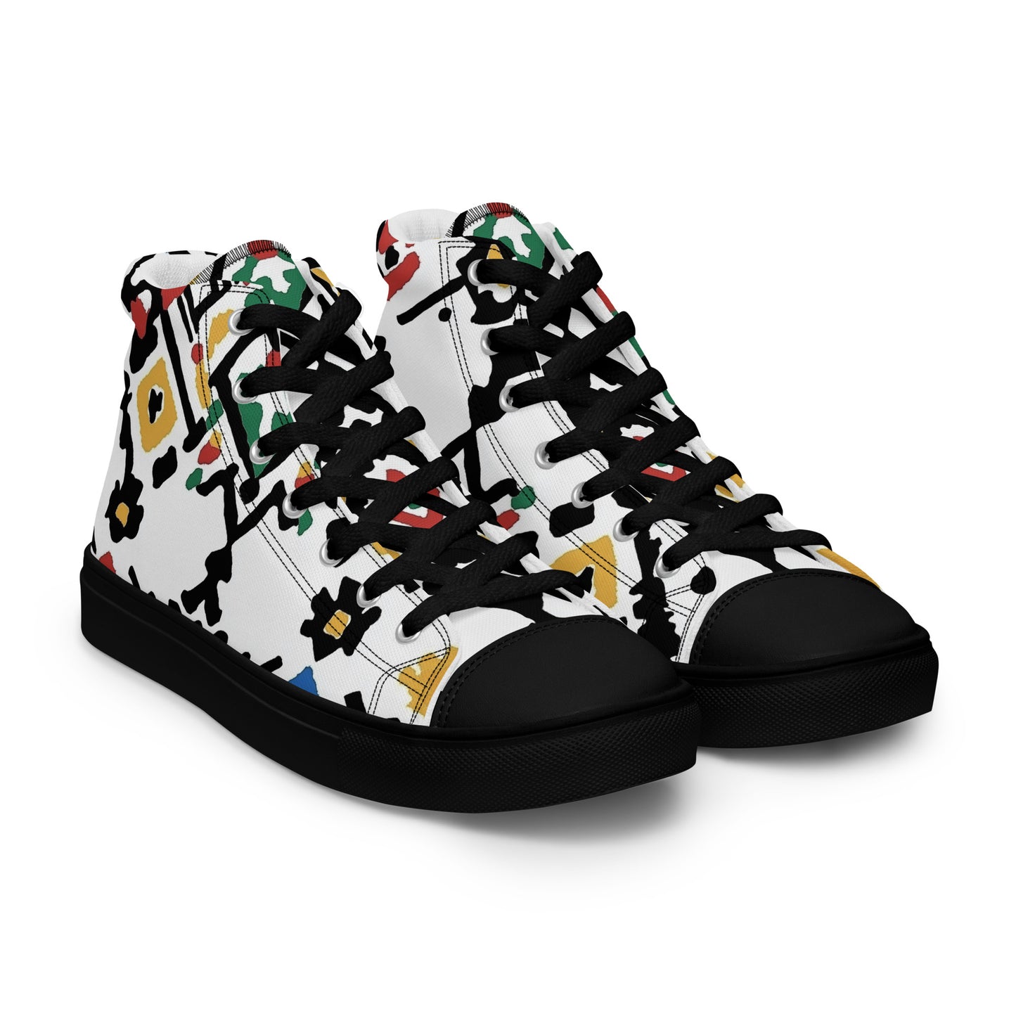 Men’s High Top Canvas Shoes – Berber Symbols and Traditional Amazigh Patterns