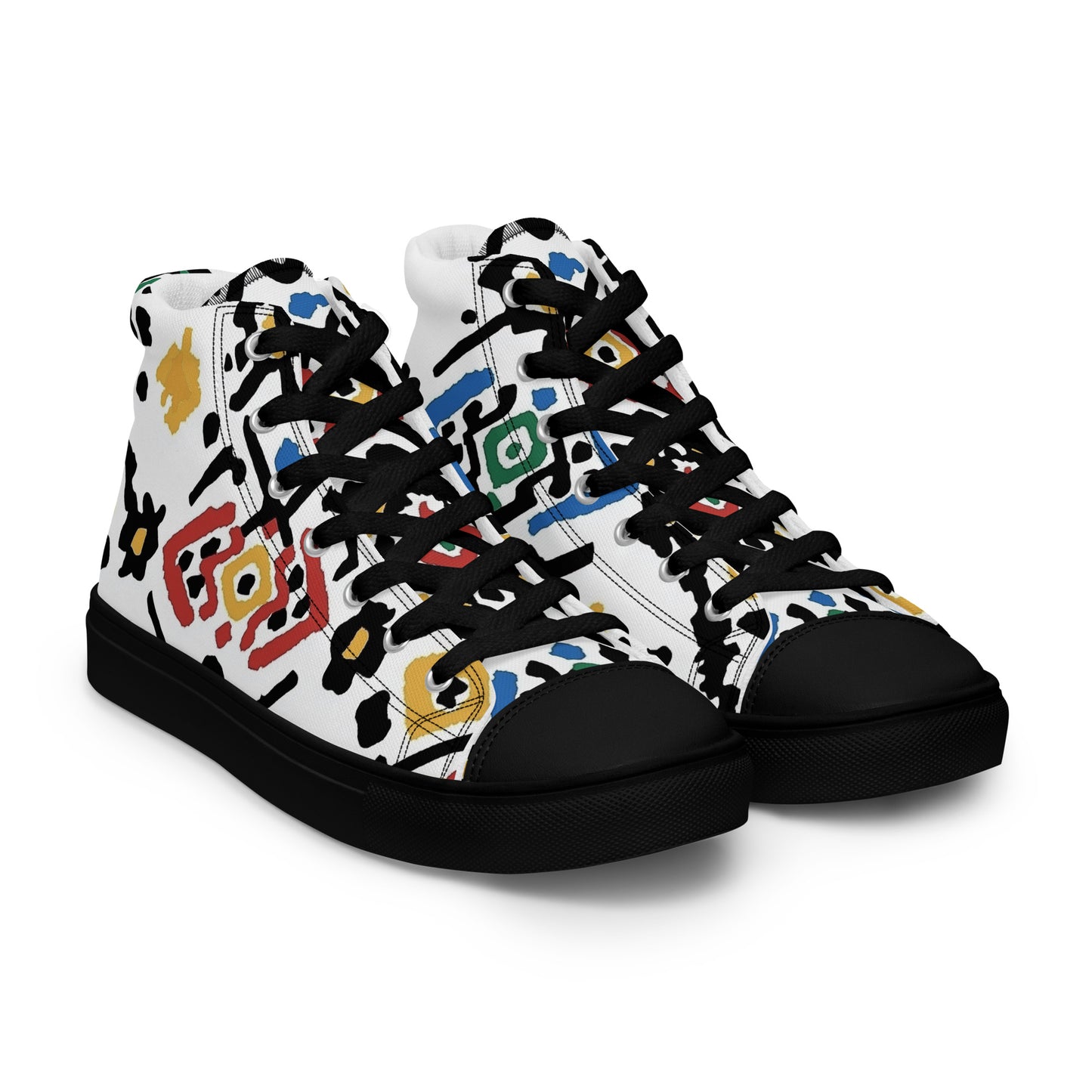 Men’s High Top Canvas Shoes – Amazigh Tribal Motifs and Berber Symbols