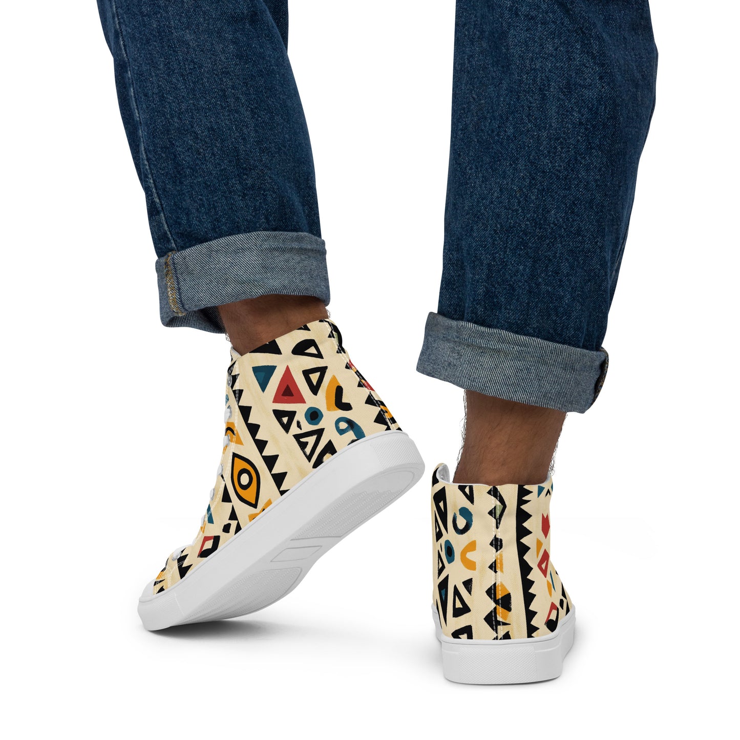 Men’s High Top Canvas Shoes – Berber Tribal Motifs and Amazigh Symbols