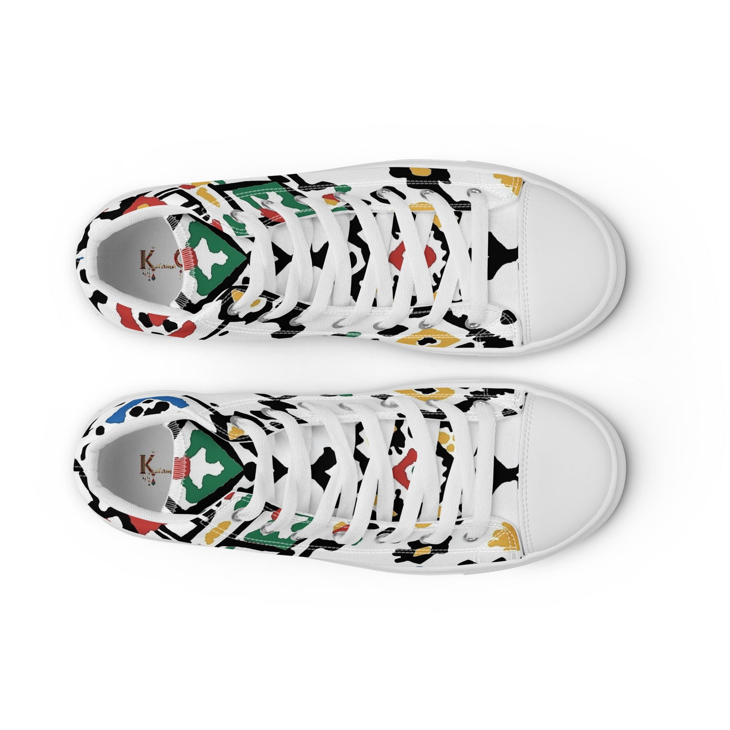 Men’s High Top Canvas Shoes – Berber Symbols and Traditional Amazigh Patterns