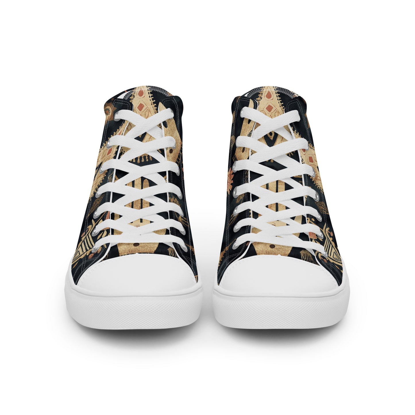 Men’s High Top Canvas Shoes – Berber Symbols and Amazigh Tribal Patterns