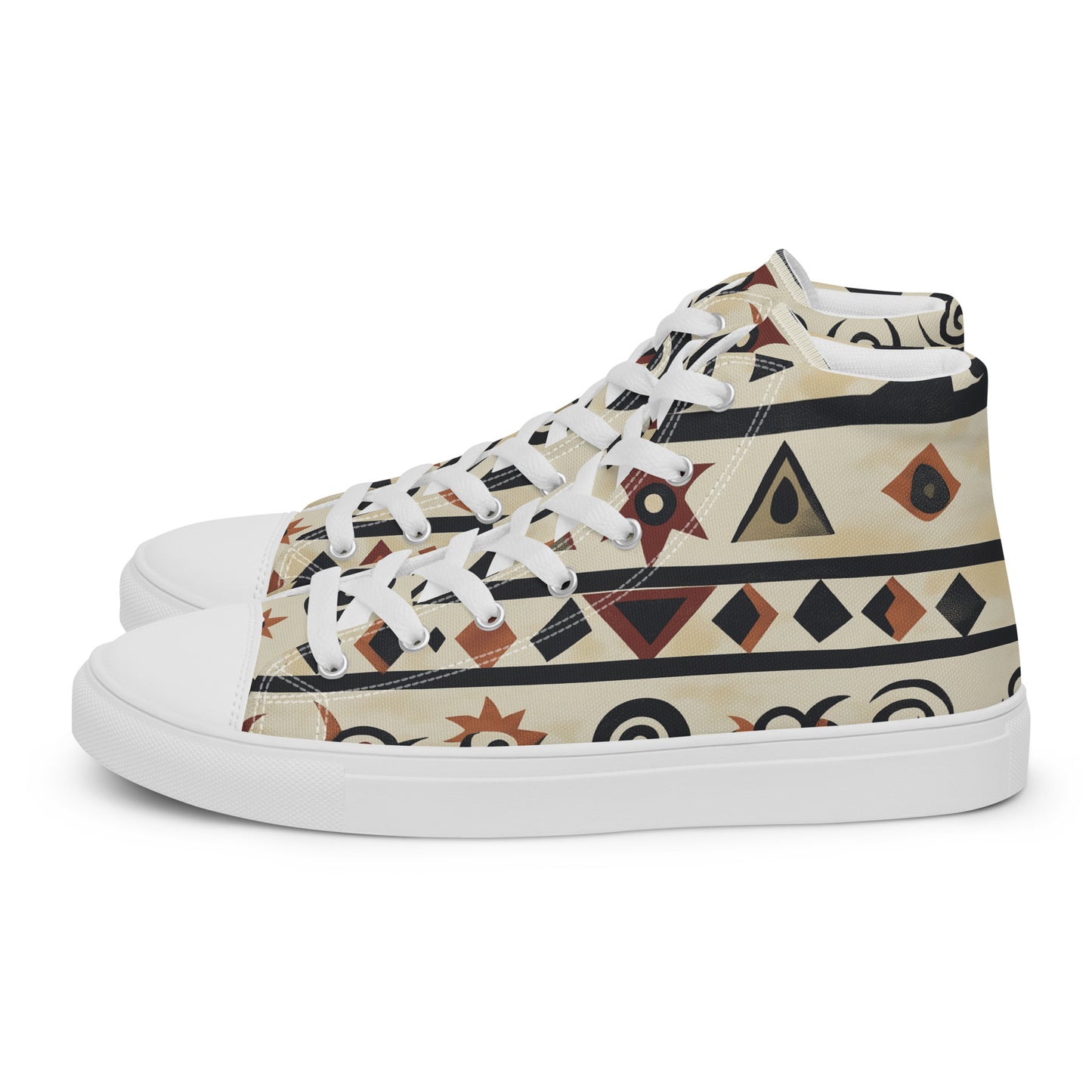 Men’s High Top Canvas Shoes – Berber Symbols and Amazigh Tribal Designs