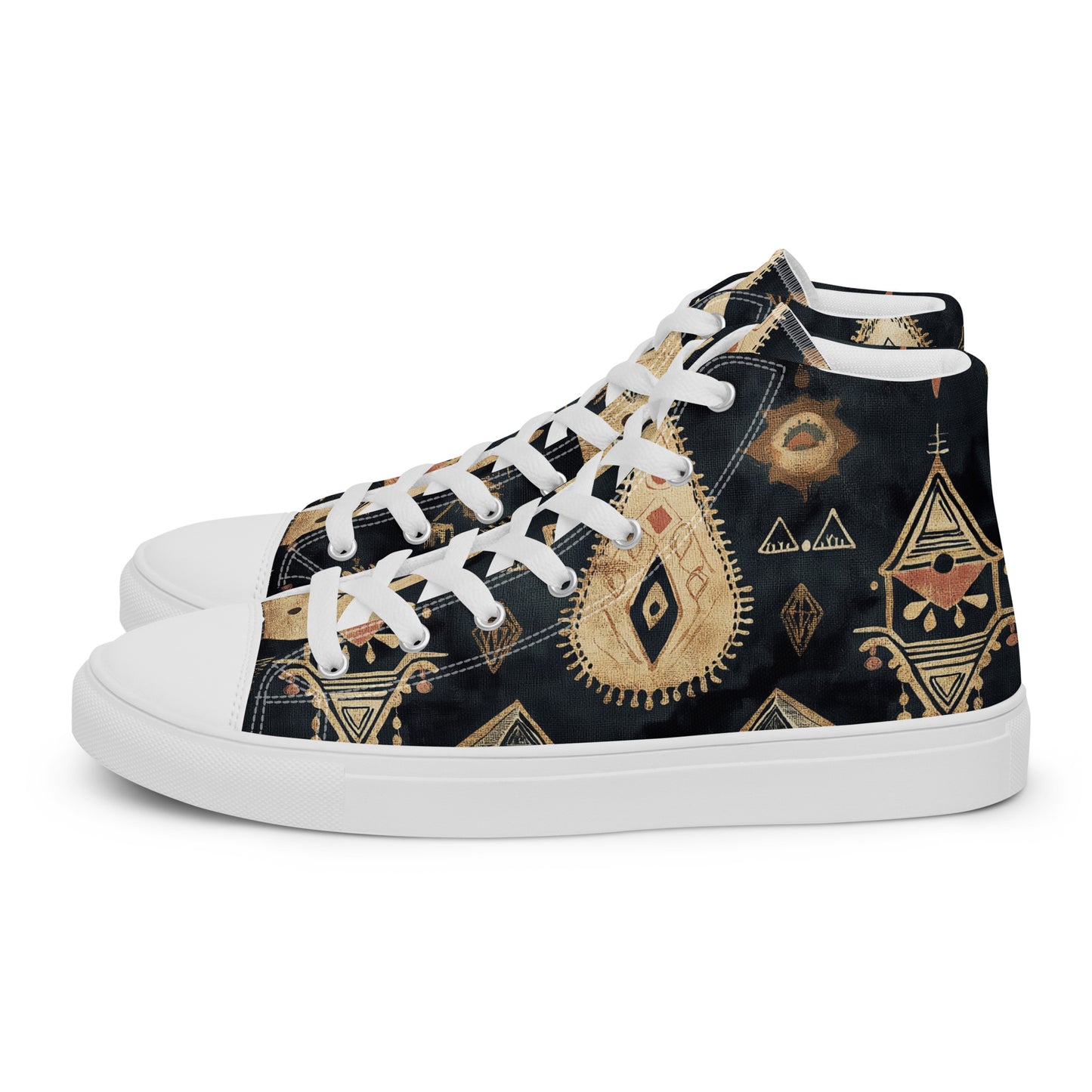 Men’s High Top Canvas Shoes – Berber Symbols and Amazigh Tribal Patterns