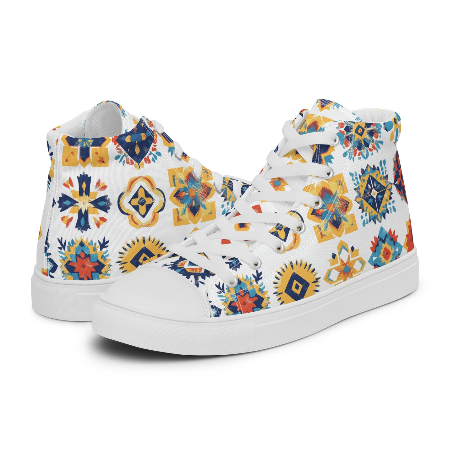 Men’s High Top Canvas Shoes – Berber Symbols and Tribal Amazigh Art