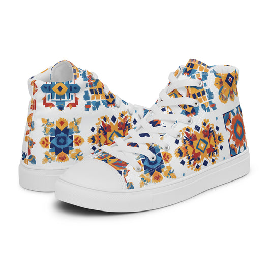 Men’s High Top Canvas Shoes – Berber Tribal Motifs and Amazigh Heritage