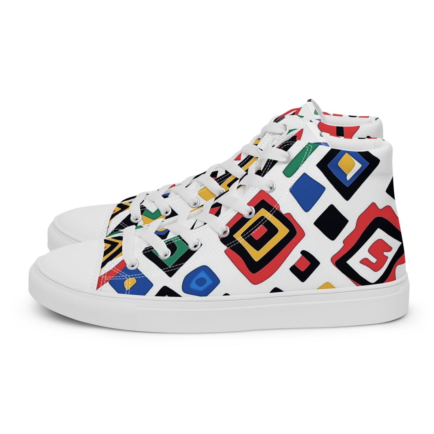 Men’s High Top Canvas Shoes – Bold Berber Symbols and Amazigh Tribal Art