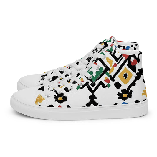 Men’s High Top Canvas Shoes – Berber Symbols and Traditional Amazigh Patterns