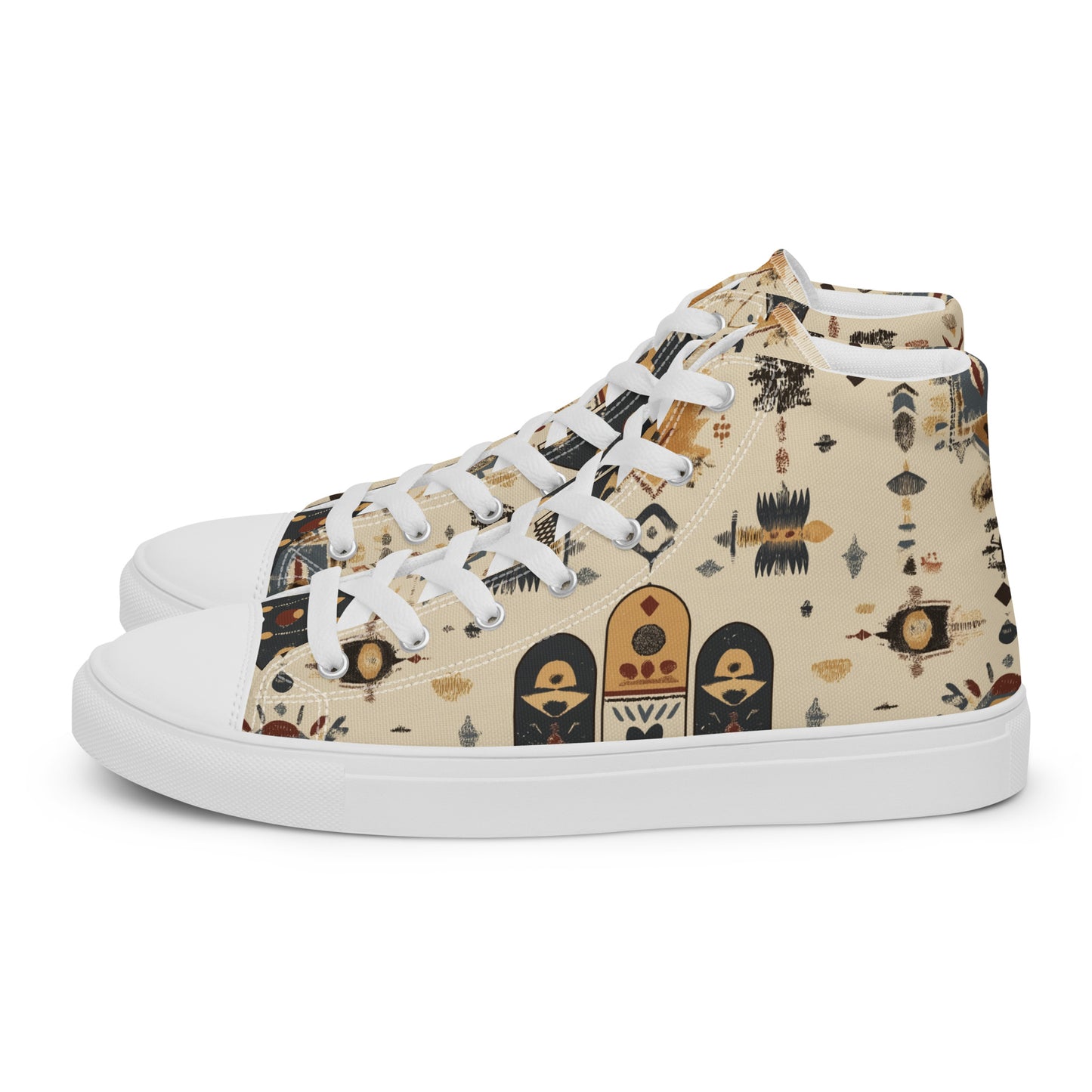 Men’s High Top Canvas Shoes – Berber Symbols and Authentic Amazigh Art