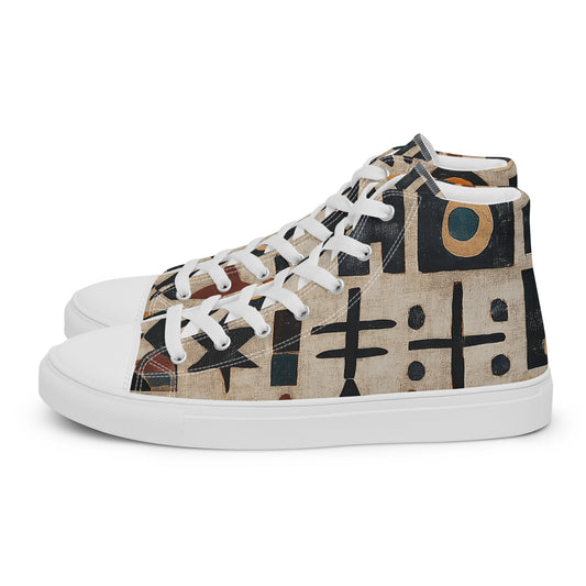 Men’s High Top Canvas Shoes – Amazigh Tribal Symbols and Berber Heritage