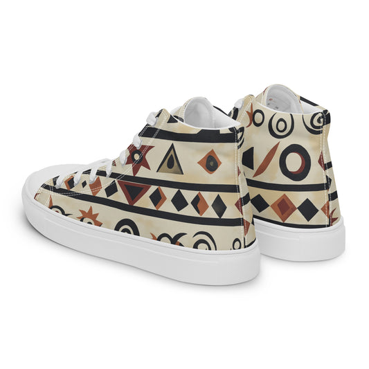 Men’s High Top Canvas Shoes – Berber Symbols and Amazigh Tribal Designs