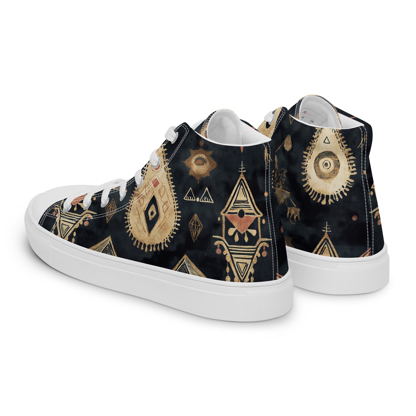 Men’s High Top Canvas Shoes – Berber Symbols and Amazigh Tribal Patterns