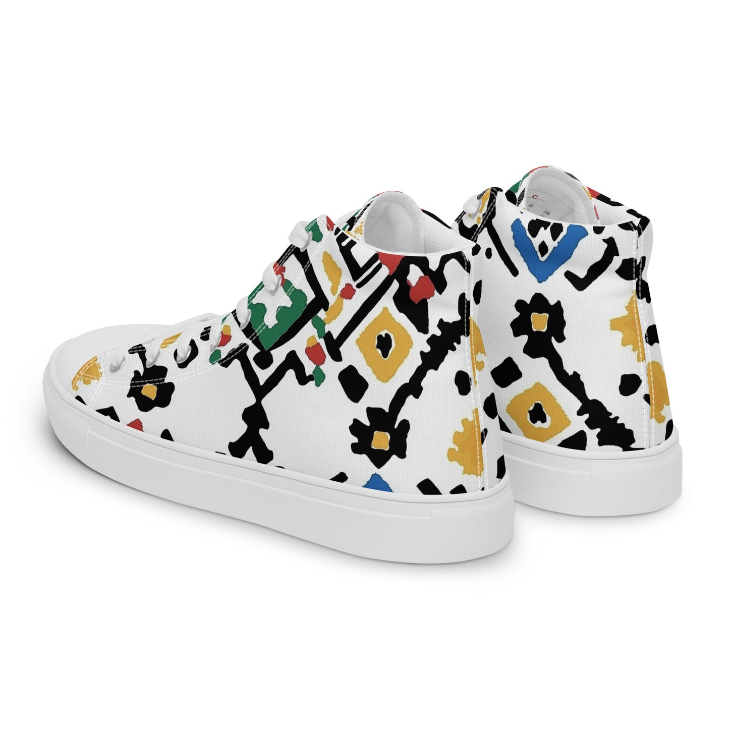 Men’s High Top Canvas Shoes – Berber Symbols and Traditional Amazigh Patterns