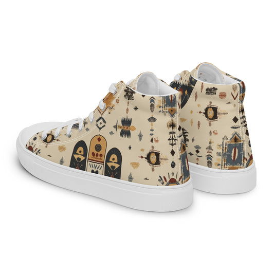 Men’s High Top Canvas Shoes – Berber Symbols and Authentic Amazigh Art