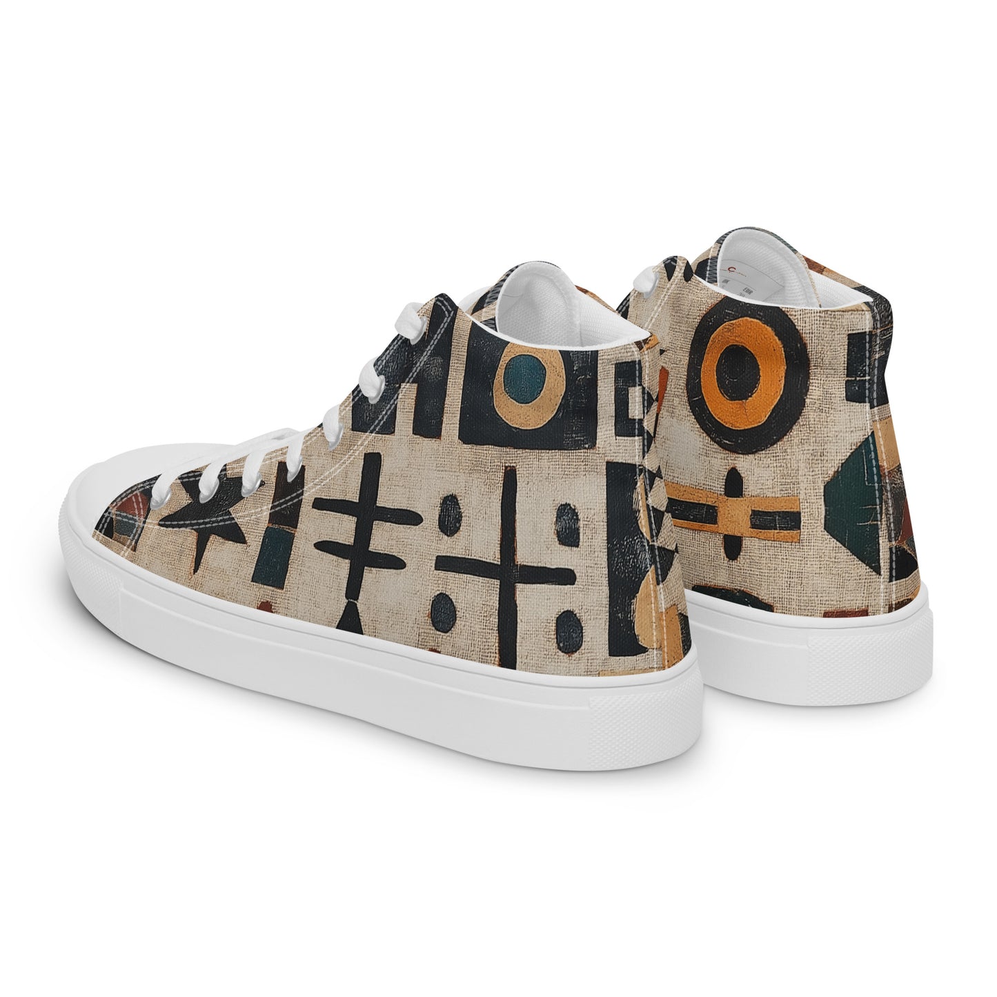 Men’s High Top Canvas Shoes – Amazigh Tribal Symbols and Berber Heritage