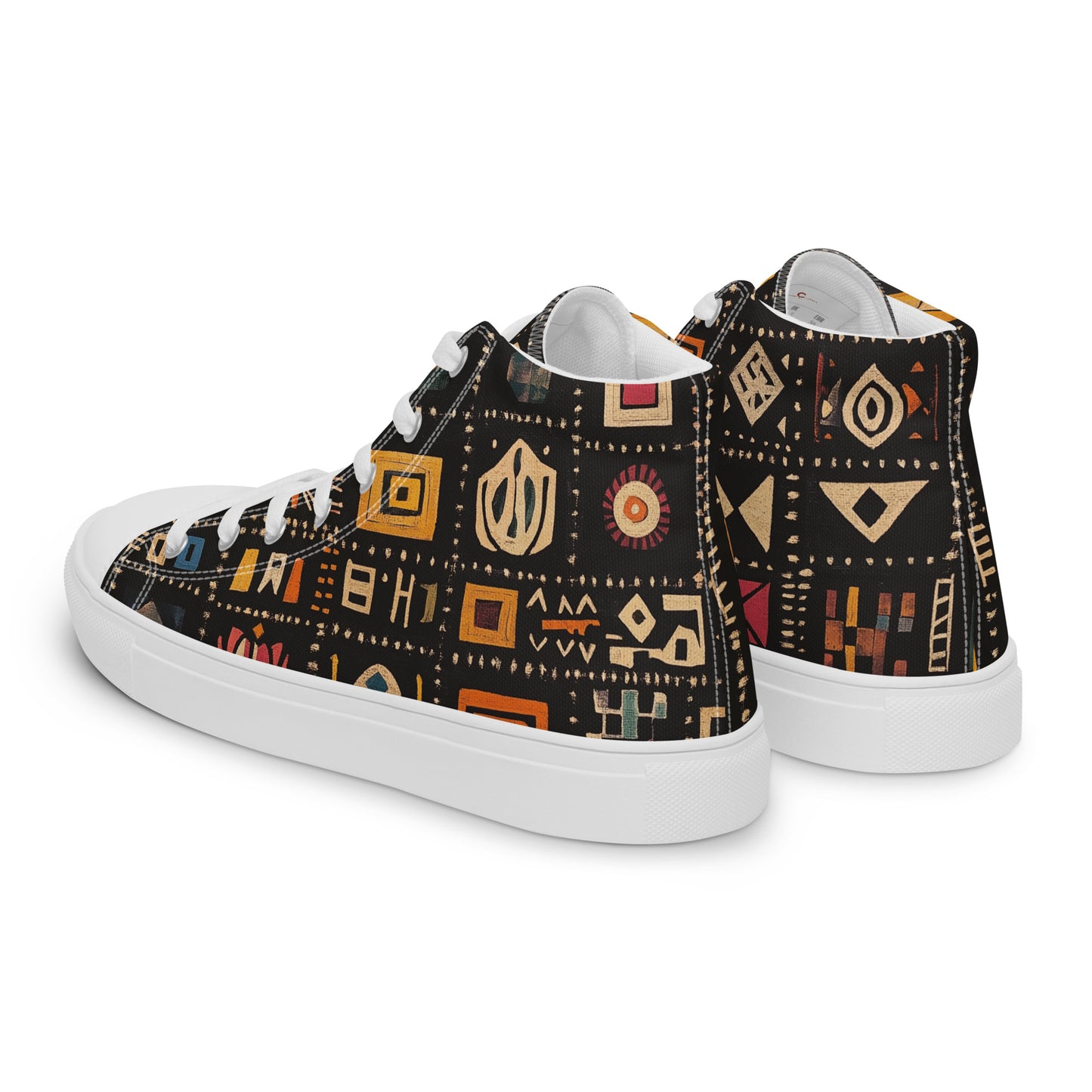 Men’s High Top Canvas Shoes – Amazigh Symbols and Berber Tribal Art