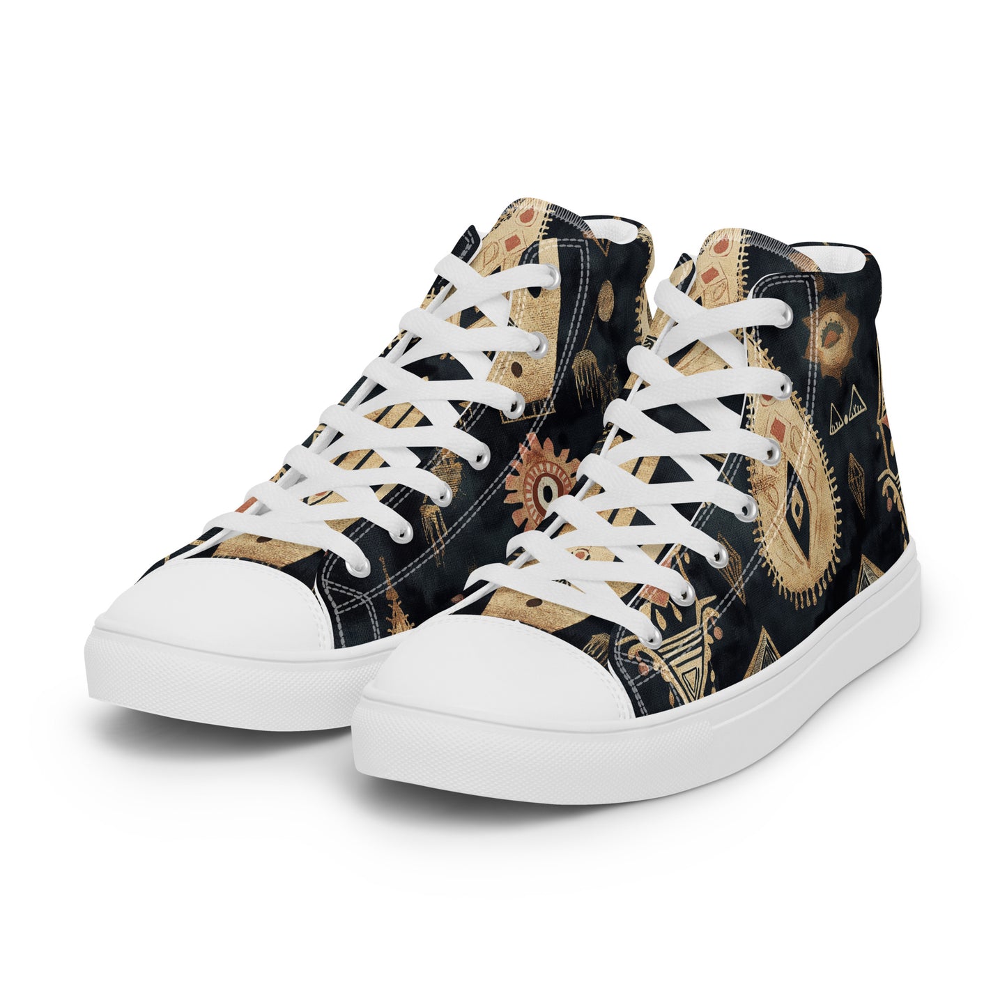 Men’s High Top Canvas Shoes – Berber Symbols and Amazigh Tribal Patterns