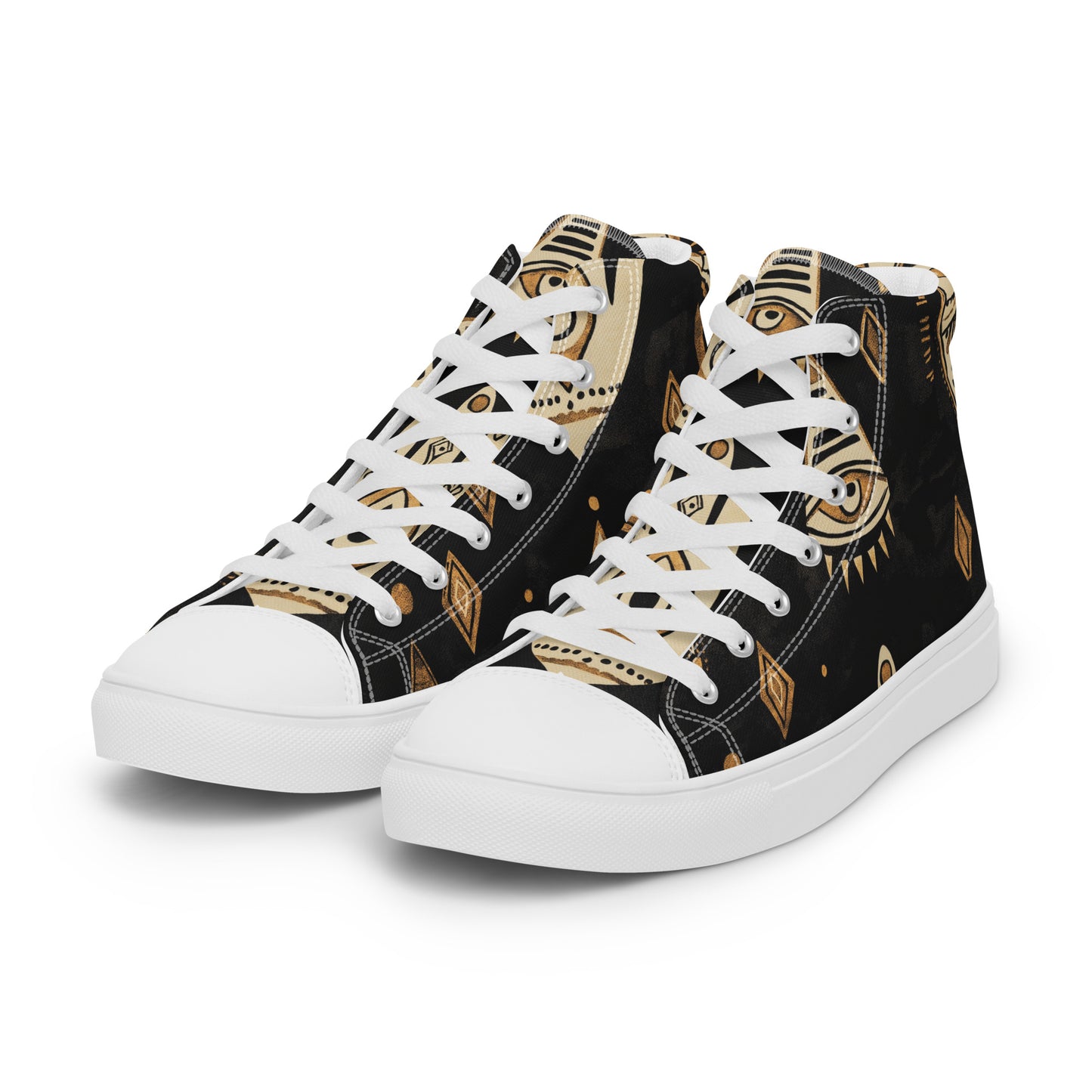 Men’s High Top Canvas Shoes – Berber Tribal Art and Amazigh Symbols