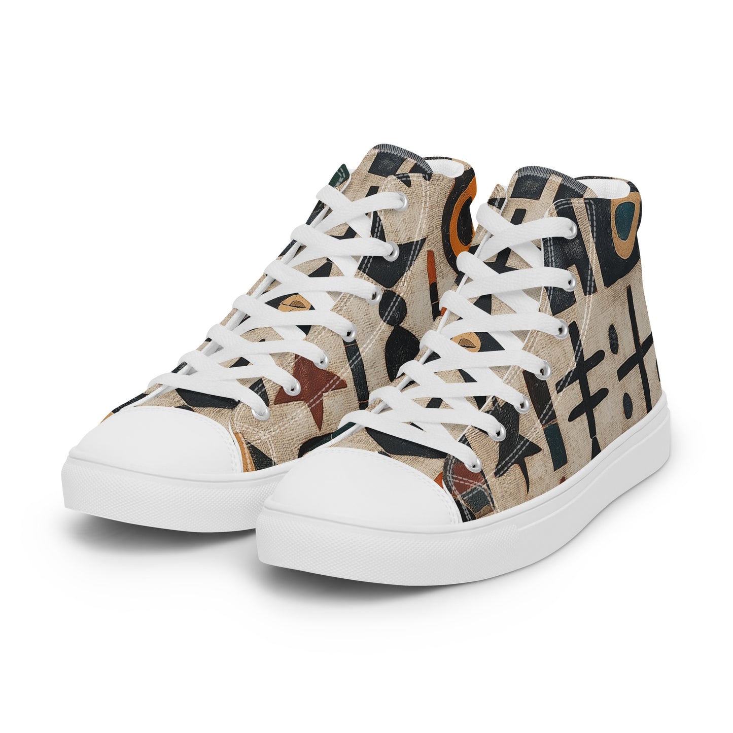 Men’s High Top Canvas Shoes – Amazigh Tribal Symbols and Berber Heritage