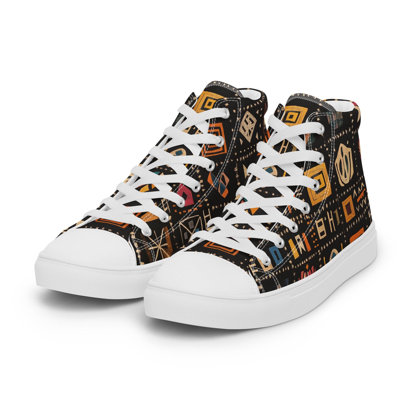 Men’s High Top Canvas Shoes – Amazigh Symbols and Berber Tribal Art