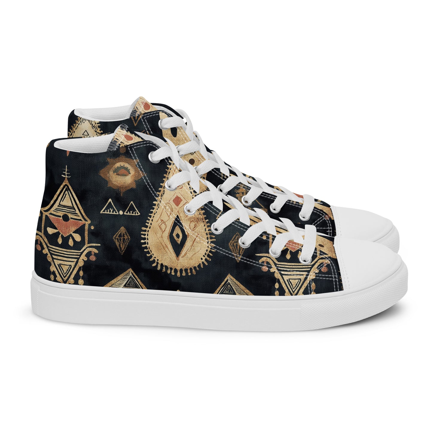 Men’s High Top Canvas Shoes – Berber Symbols and Amazigh Tribal Patterns