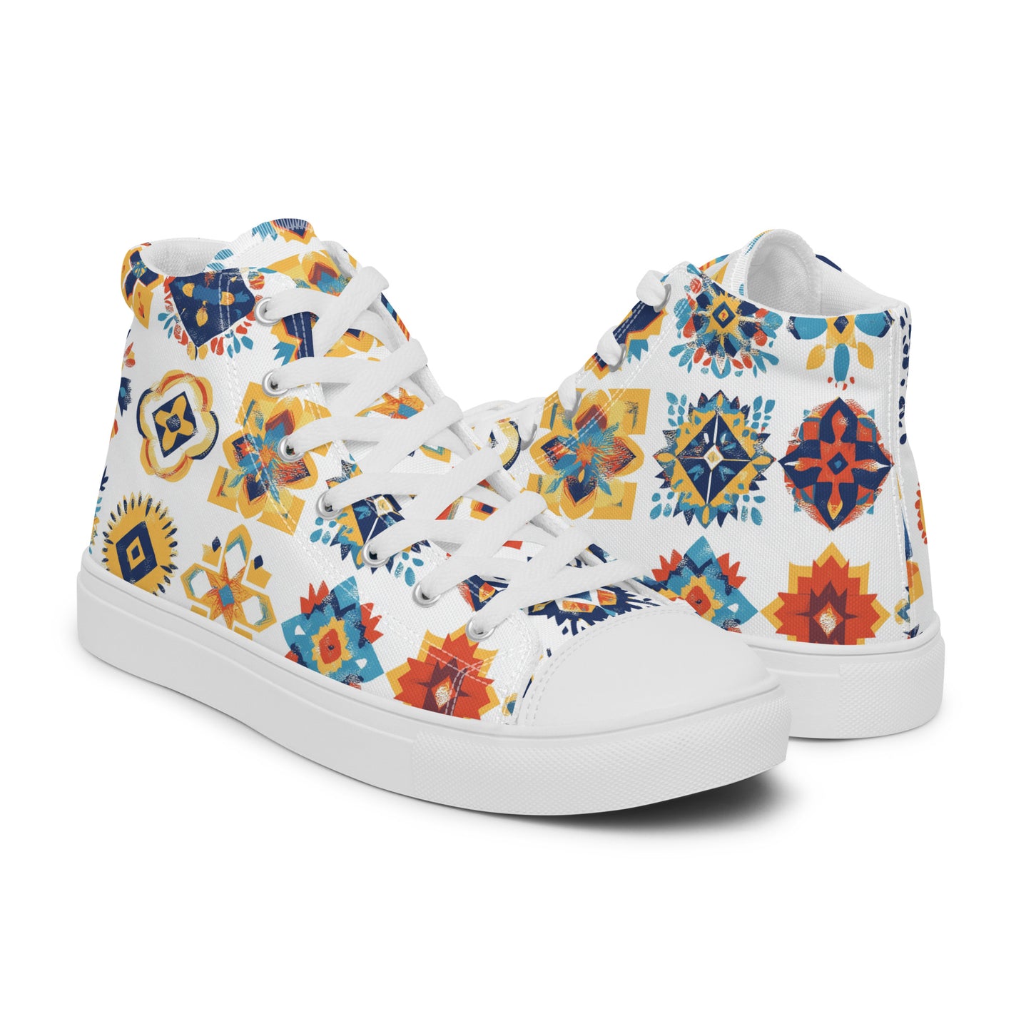 Men’s High Top Canvas Shoes – Berber Symbols and Tribal Amazigh Art